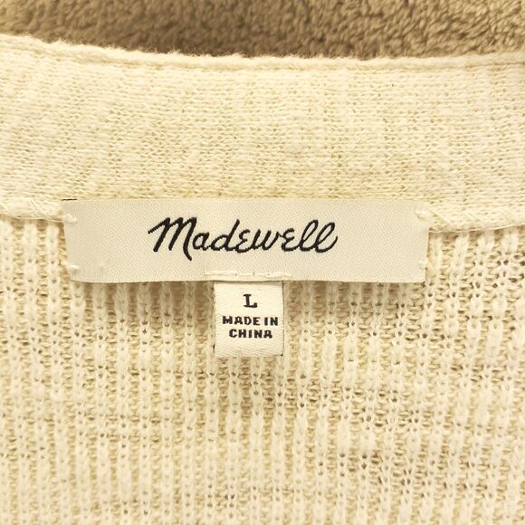 Madewell Womens Size L Cream V-Neck Button up Long Sleeve Oversized Cardigan - Picture 2 of 10